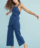 Marine Layer Tess Jumpsuit Women's Size 0 Indigo Blue‎ 100% Cotton Wide Leg Photo 0