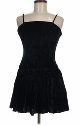 Maeve Drop-Waist Velvet Mini Dress Women Size M Black Goth Whimsigoth LBD Photo 0