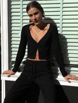 Zara Nwt Black Ribbed One Button Closure Cardigan Bloggers Fav Large Photo 0