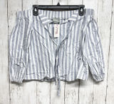 Maeve Shirt Women Size XS Stripe‎ Off the Shoulder Tie Neck 3/4 Sleeve Blouse Photo 0