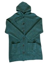 Newton Trading Co. Green 100% Lambswool Long Line Hooded Cardigan Size XL Photo 0