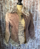 Wet Seal Suede Leather Faux Fur Trim Afghan Jacket M Penny Lane Indie Sleeze Photo 0