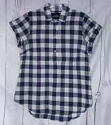 J.Crew Mercantile Gingham Plaid Popover Preppy Business Casual Short Sleeve Top Photo 0