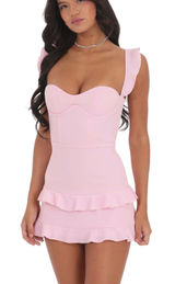 Ruffle Bodycon Dress in Pink Photo 0