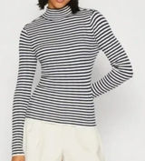 Abercrombie & Fitch Navy and White Slim Rib Turtleneck Sweater - XL - Like New Photo 0