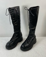 Nasty Gal Black Lace-Up Knee High Boots Size 5 Photo 0