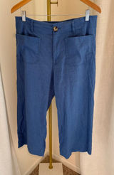 Maeve Crop Pants Womens 31 Petite Blue Regular Fit Flat Front Comfort High Waist Photo 0