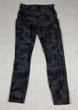 Lululemon Leggings Womens 8 Black Camo High Rise Ankle Pockets Yoga Gym Workout Photo 0