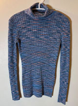Sundance Blue Pink Space Dye Ribbed Turtleneck‎ Sweater Size Small Photo 0