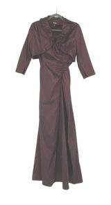 Vintage Adrianna Papell Occasions Burgundy Ruched Gown with Bolero Set Size 8 Photo 0