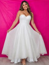 Gianni Bini Sparkling White Strapless Sweetheart A-Line Dress Photo 0