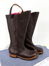 Jim Barnier Anthropologie Brown Leather Calf Boots‎ Sz 6 Lug Sole Pull On Photo 0