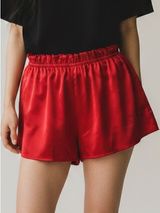 Vintage Victoria’s Secret Gold Label Red Satin Women's Pajama Shorts Photo 0