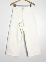Madewell Curvy Emmett Wide Leg Jeans White Size 27 Crop Raw Hem Photo 0