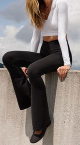 OFFLINE by Aerie Real Me High Waisted Crossover Flare Leggings Black Size Medium Photo 0