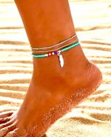 New Boho Beachy Festival Vibe Adjustable Size Feather Charm Anklets Photo 0