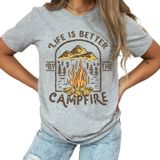 Campfire Graphic Crew Neck Short Sleeve T Shirt Size M outdoors Camping Photo 0