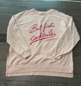 Wildfox But First Cocktails Sweatshirt Women’s S Pink Oversized Pullover Photo 0