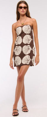 Abercrombie & Fitch Scarlett Linen Strapless Dress Skort Shell Print NWT Large Photo 0