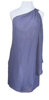 JJ's House Dress Women Size 6 Purple Stormy One Shoulder Chiffon ‎ Sheath Dress Photo 0