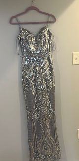 Amelia Couture style no. 62079114 (size 2) silver detailed prom dress Photo 0
