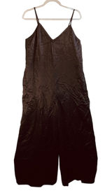 Athleta Calm Cool Jumpsuit M Black Cupro Wide Leg Strappy Minimalist Chic Flowy Photo 0