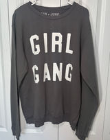Jean + June Sweatshirt Womens Large Gray Girl Gang Graphic Pullover Cotton Photo 0