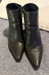 Women’s Black Pointed Toe Ankle Boots - Sleek Leather Look Photo 0