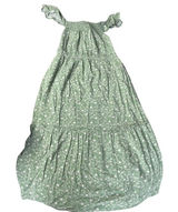 Bobeau Green Floral Smocked Tiered Maxi Dress Ruffle Sleeve XS Photo 0