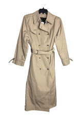 Vintage London Fog Tan Trench Coat Removable Plaid Liner Belted Duster Size 16R Photo 0