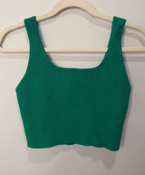 House of Harlow 1960 Green Ribbed Knit Square Neck Crop Tank Top Small Photo 0