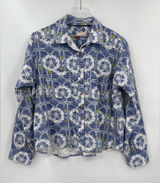 Anthropologie Pilcro Size S Blue Green Batik Long‎ Sleeve Button Up Top Photo 0