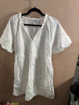 Women’s Old Navy White Women's Cotton Peasant Mini Dress Size Medium Photo 0