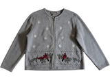 Croft‎ & Barrow Fleece Zip Up Jacket Gray PXL Women Cardinal Snowflake Winter Photo 0