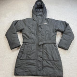 The North Face Womens Black Hooded Down Parka Jacket Small Belted Winter Coat Photo 0