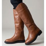 Steve Madden Gaige Brown Leather Tall Riding Boots Lug Sole Womens Size 6.5 Photo 0