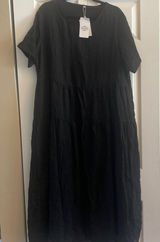 Yesno Tiered Maxi Dress Womens Size 2XL Black Boho Flowy Cotton Blend New Lagom Photo 0
