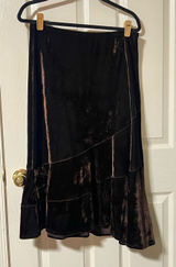 Vintage Style SZ S Dark Brown Velvet Ruffle Maxi Skirt Whimsigoth 90s Fairycore Photo 0