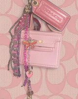 Coach Leather Hang Tag & Pink Butterfly Bag Charm With Coin Purse Photo 0