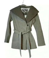 Sebby Tan & Brown Hooded Knit Belted Jacket Size Small Warm | Cozy‎ | Fall Photo 0