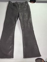7 For All Mankind Black coated waxed flare boot cut Jeans 25 inch waist size 0-2 Photo 0