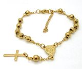 Stainless Steel Cross Pendant Bead Bracelet Photo 0