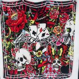 NWT Ed Hardy‎ Scarf Unisex OS Red Tattoo Print Skull Rose Y2K Streetwear Photo 0