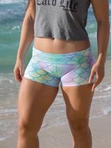Feed Me Fight Me Large Mermaid Bike Shorts Pastel Colorful Active Workout Photo 0