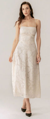 Rihoas Apricot Jacquard Corset Slip Maxi Dress Photo 0