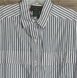 Charter Club Petites 4 Grey White Striped Cotton Button Up Shirt Business Casual Photo 0