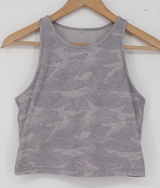 Vuori Tank Top Womens S Cropped High Neck Grey Camo Racerback Excellent Photo 0