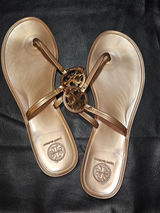 Tory‎ Burch Womens Rose Gold Mini Miller Jelly Thong Sandals 10 Photo 0