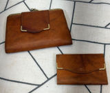 Cobbler Wallet and‎ Key Case Set OS Brown Vintage Full Grain Leather Kiss-Lock Photo 0