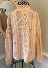 Vintage Yorkshire Knitting Co Ivory Turtle Neck Column‎ Sweater Adult Size M Photo 0